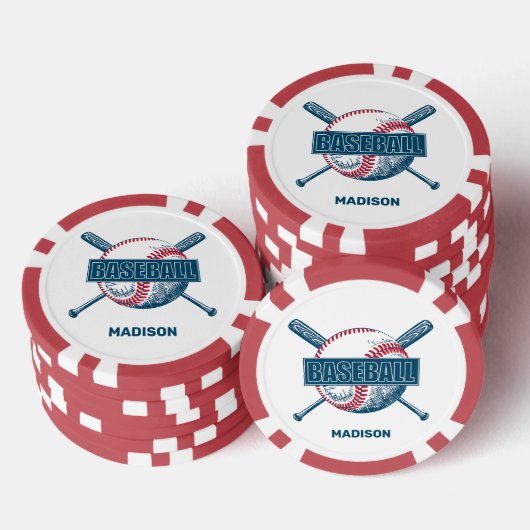Individuelle Name Baseball Pokerchips (Stapel)