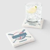 Individuelle Name Baseball Steinuntersetzer (Seitenansicht)