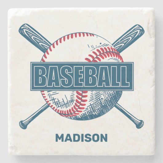 Individuelle Name Baseball Steinuntersetzer (Vorderseite)