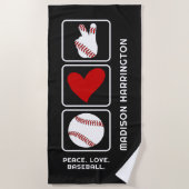 Individuelle Name Baseball Strandtuch (Vorderseite)