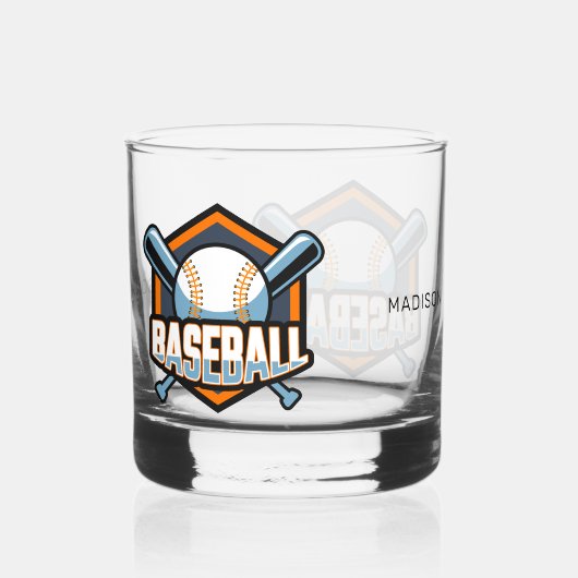 Individuelle Name Baseball Whiskyglas (Vorderseite)