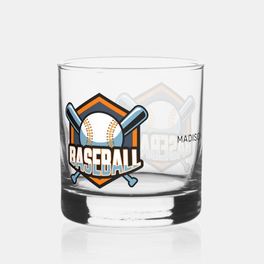 Individuelle Name Baseball Whiskyglas (Rückseite)