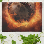 Individuelle Name Baseball zu Feuer Geschirrtuch (Gefaltet)