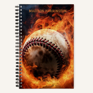 Individuelle Name Baseball zu Feuer Notizblock