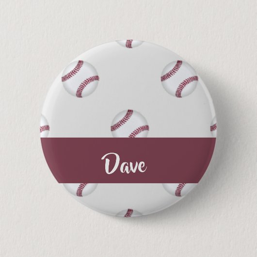Individuelle Name-Baseballgraumuster Button (Vorderseite)