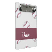 Individuelle Name-Baseballgraumuster Mini Klemmbrett (Schrägansicht)