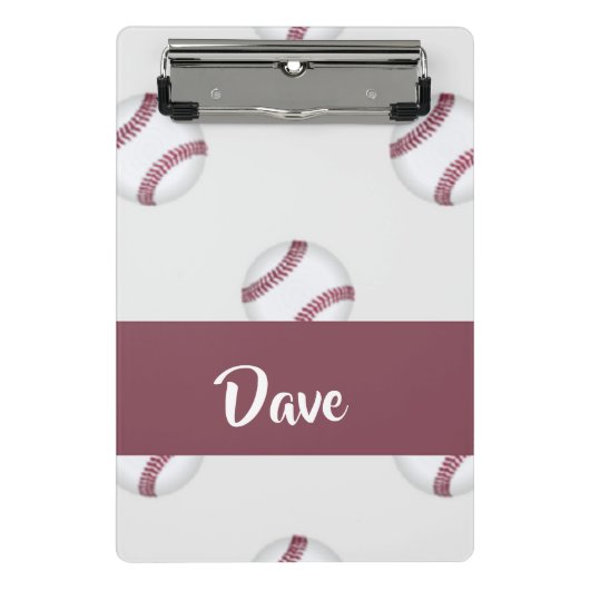 Individuelle Name-Baseballgraumuster Mini Klemmbrett (Vorderseite)
