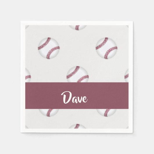 Individuelle Name-Baseballgraumuster Serviette (Vorderseite)