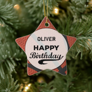 Individuelle Name Basketball Geburtstag Große Grun Keramik Ornament