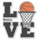 Individuelle Name Basketball Liebe Aufkleber (Vorderseite)