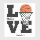 Individuelle Name Basketball Liebe Aufkleber (Blatt)