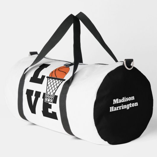 Individuelle Name Basketball Liebe Duffle Bag (Linke Ecke)