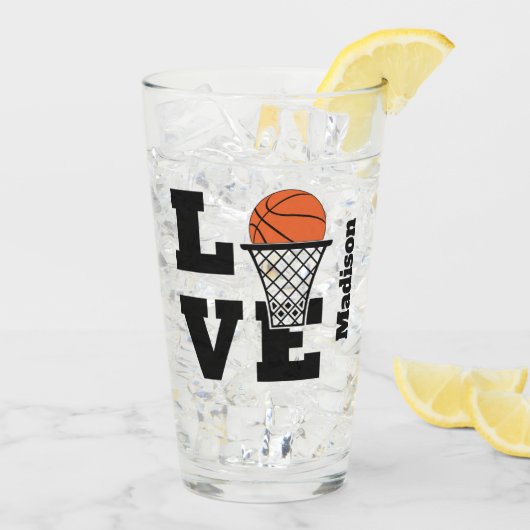 Individuelle Name Basketball Liebe Glas (Rückseite Ice)