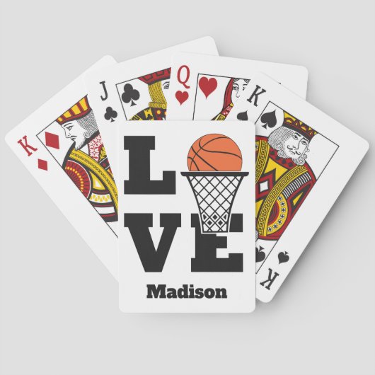 Individuelle Name Basketball Liebe Spielkarten (Rückseite)
