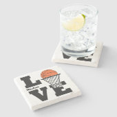 Individuelle Name Basketball Liebe Steinuntersetzer (Seitenansicht)