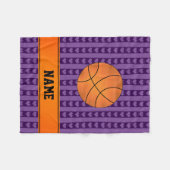 Individuelle Name Basketball lila Herzensstreifen Fleecedecke (Vorderseite (Horizontal))
