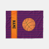 Individuelle Name Basketball lila Streifen Fleecedecke (Vorderseite (Horizontal))