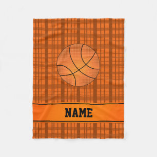 Individuelle Name Basketball-Orange kariert Fleecedecke