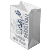 Individuelle Name Basketball Player Mittlere Geschenktüte (Vorderseite Schrägansicht)