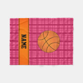 Individuelle Name Basketball rosa kariert Fleecedecke (Vorderseite (Horizontal))