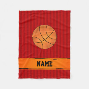 Individuelle Name Basketball - rote Streifen Fleecedecke
