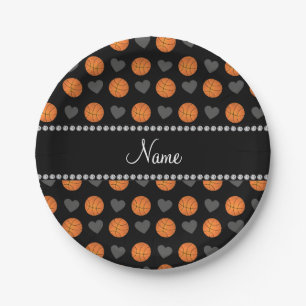 Individuelle Name-Basketball und -Herz Pappteller