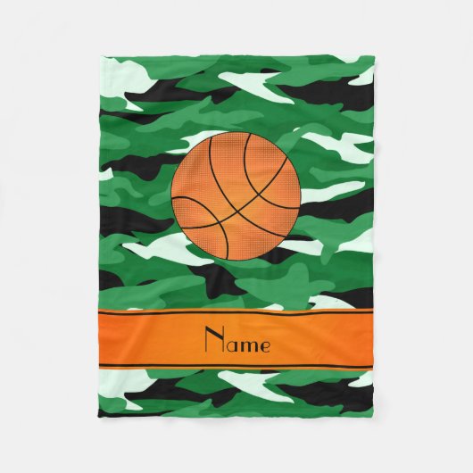 Individuelle Name Basketballgrün Tarnung Fleecedecke (Vorderseite)