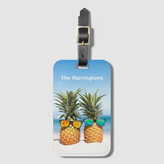Individuelle Name Beach Ananas Gepäckanhänger (Vorderseite Vertikal)