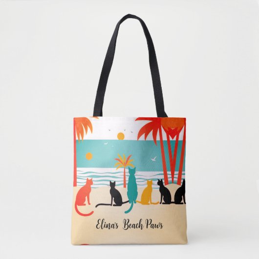 Individuelle Name Beach Cats Totbeutel Tasche (Vorderseite)