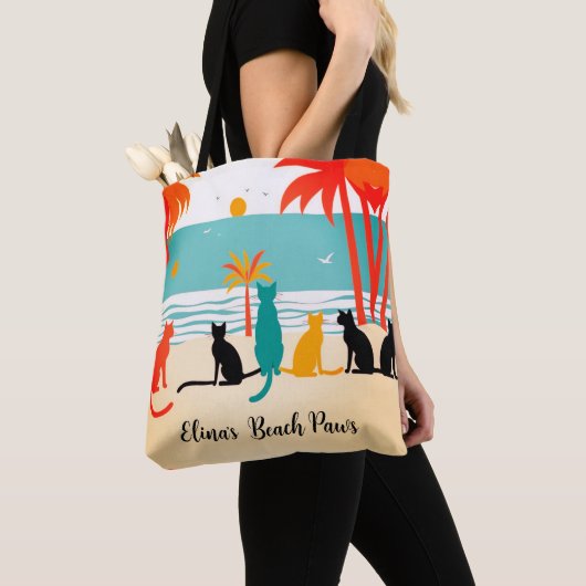 Individuelle Name Beach Cats Totbeutel Tasche (Von Nahem)