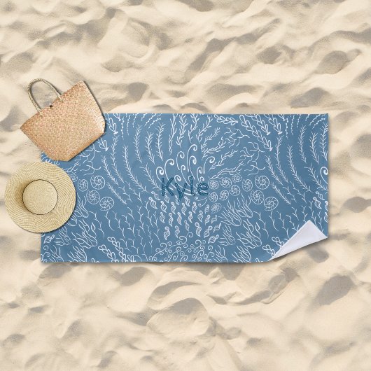 Individuelle Name Beach Handtuch - Sea Muschel & C