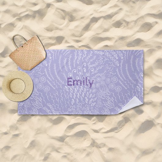Individuelle Name Beach Handtuch - Sea Muschel & C