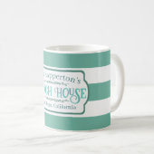 Individuelle Name Beach House Aquamarine Streifen Kaffeetasse (VorderseiteRechts)