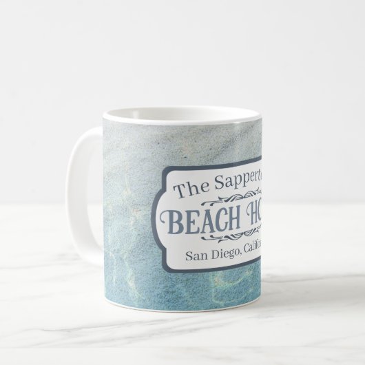 Individuelle Name Beach House Sand und Wasser Kaffeetasse (Vorderseite Links)