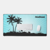 Individuelle Name Beach Surfer Schreibtischunterlage (Tastatur & Maus)