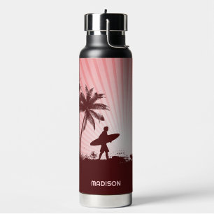Individuelle Name Beach Surfer Trinkflasche