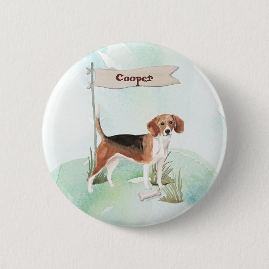 Individuelle Name Beagle Haustier Button (Vorderseite)