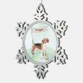 Individuelle Name Beagle Haustier Schneeflocken Zinn-Ornament (Rechts)
