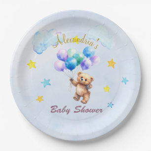 Individuelle Name Bear schwimmende Ballons Babydus Pappteller