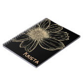 Individuelle Name Beautiful Gold Blume Design Note Notizblock (Linke Seite)