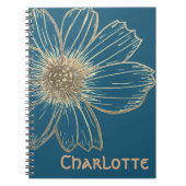 Individuelle Name Beautiful Gold Blume Design Note Notizblock (Vorderseite)