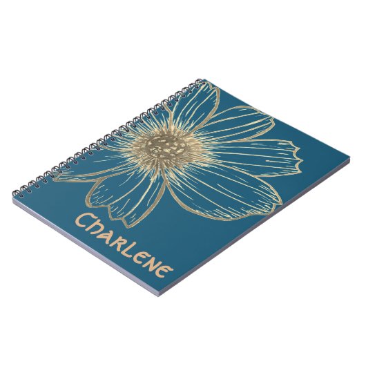 Individuelle Name Beautiful Gold Blume Design Note Notizblock (Linke Seite)