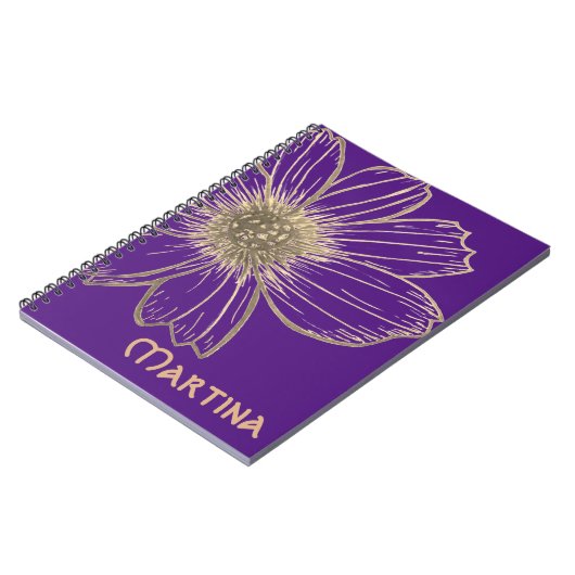 Individuelle Name Beautiful Gold Blume Design Note Notizblock (Linke Seite)