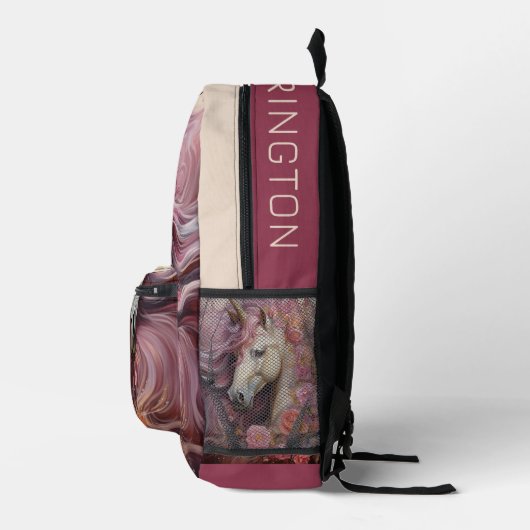Individuelle Name Beautiful Unicorn Bedruckter Rucksack (Rechts)