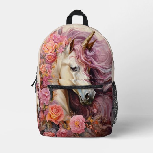 Individuelle Name Beautiful Unicorn Bedruckter Rucksack (Vorderseite)