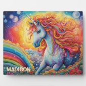 Individuelle Name Beautiful Unicorn Fotoplatte (Vorderseite)