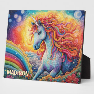 Individuelle Name Beautiful Unicorn Fotoplatte
