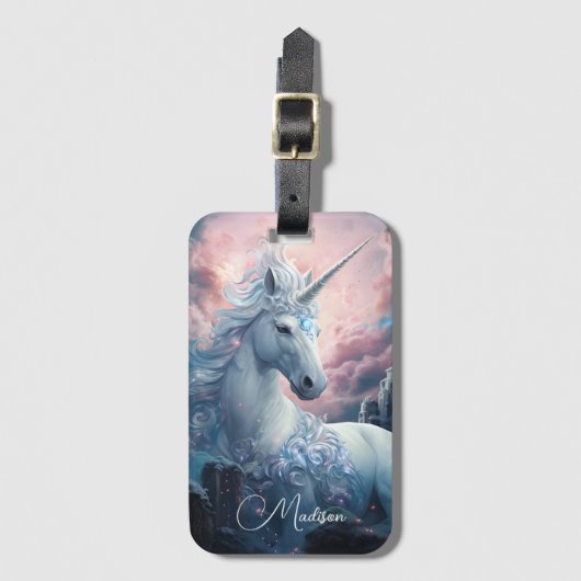 Individuelle Name Beautiful Unicorn Gepäckanhänger (Vorderseite Vertikal)