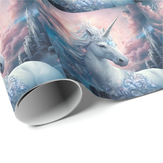 Individuelle Name Beautiful Unicorn Geschenkpapier (Rolleneckpunkt)