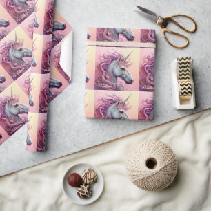 Individuelle Name Beautiful Unicorn Geschenkpapier